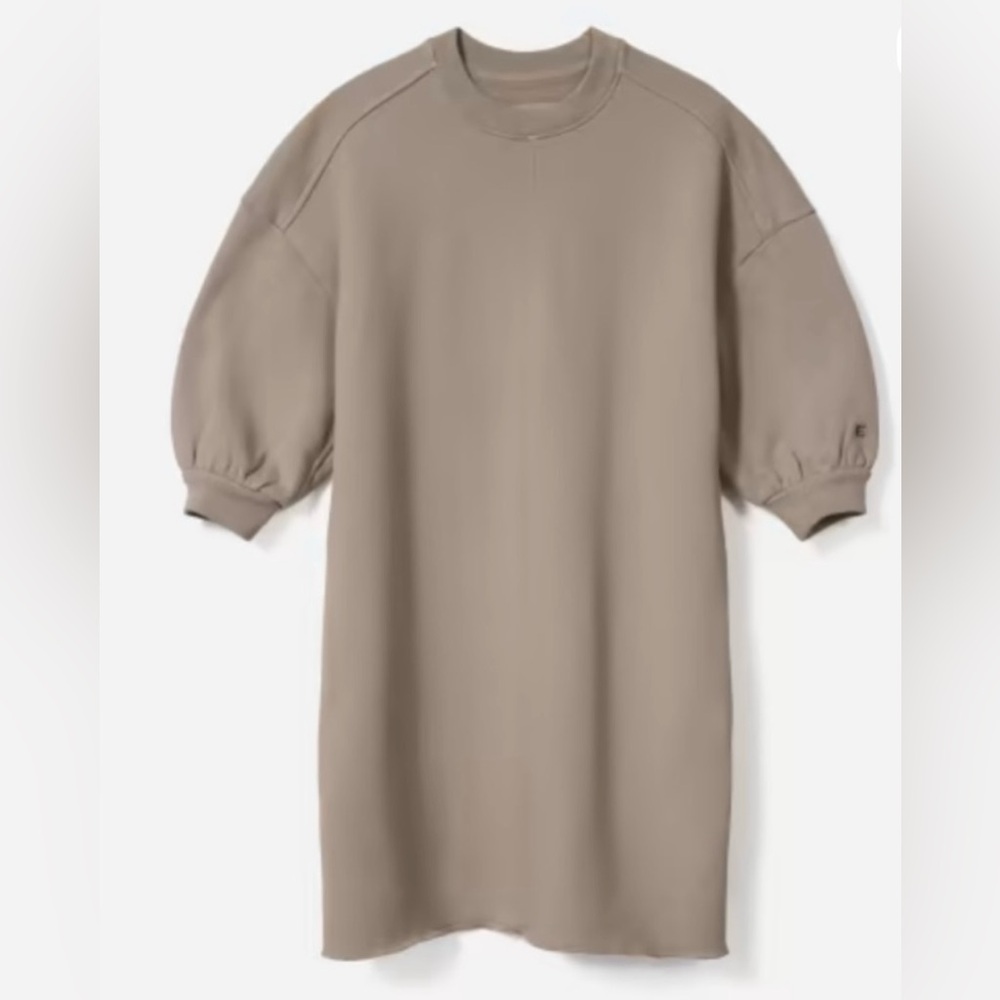 Everlane Organic Cotton Track Dress Tan Mini Dress Oversized Sweatshirt Neutral - Picture 5 of 14